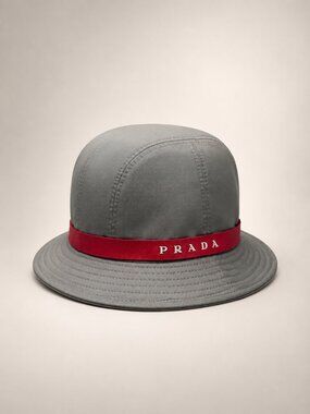 Vintage Prada Linea Rossa Grey Nylon Bucket Hat Y2K